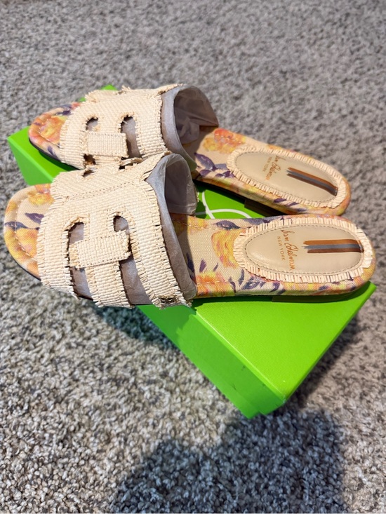 Sam Edelman Shoes - Sam Edelman Cream Beaded Slide Sandals with Floral Footbed